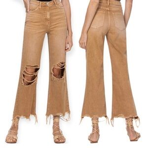 Vervet  Distressed Copper Straight Leg Crop Jeans Size 27